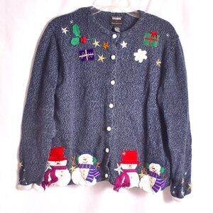 Design Originals Studio Joy Christmas Cardigan Snowman Size Large
